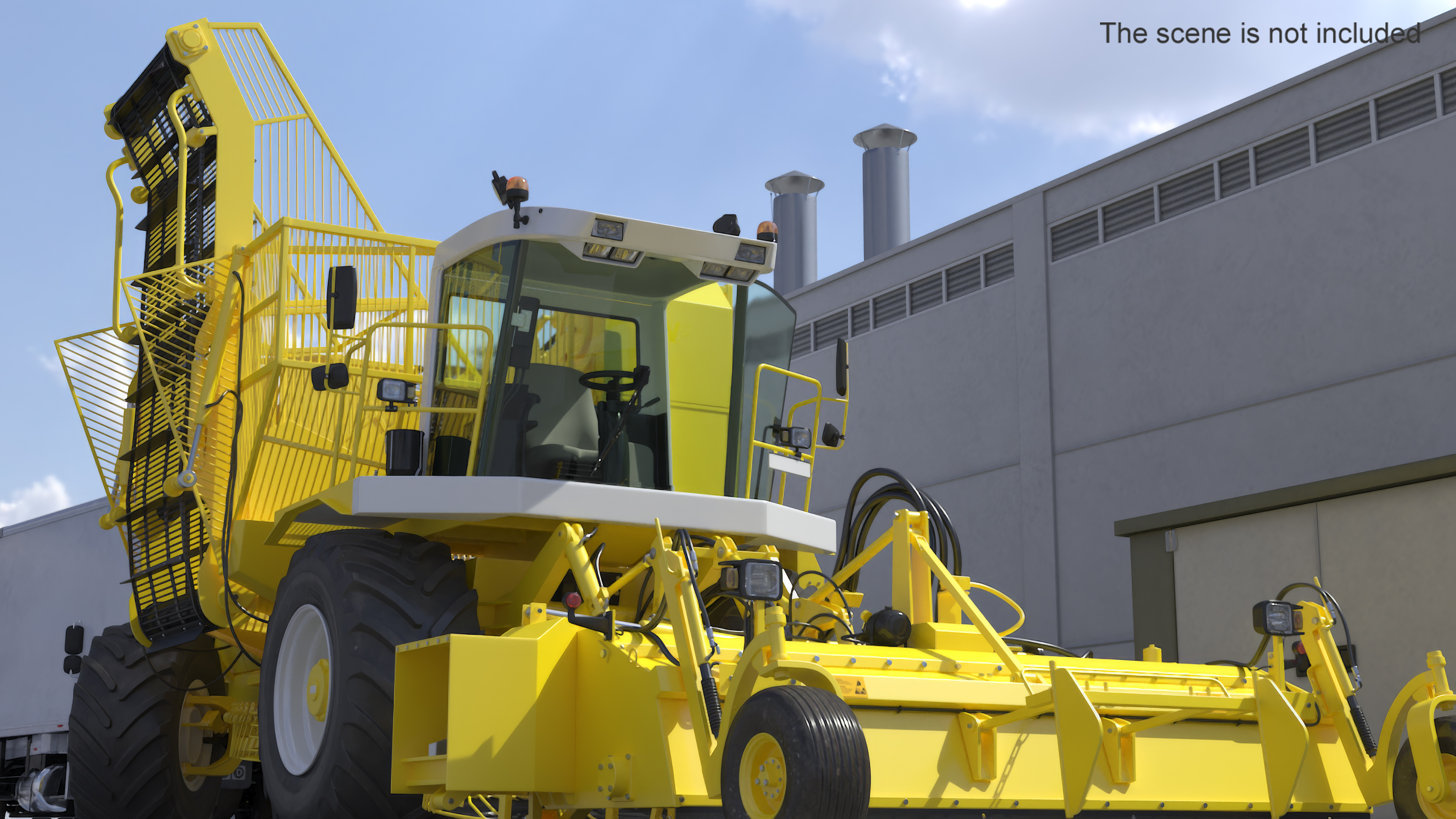 Agricultural Beet Harvester Machine Yellow Rigged 3D model