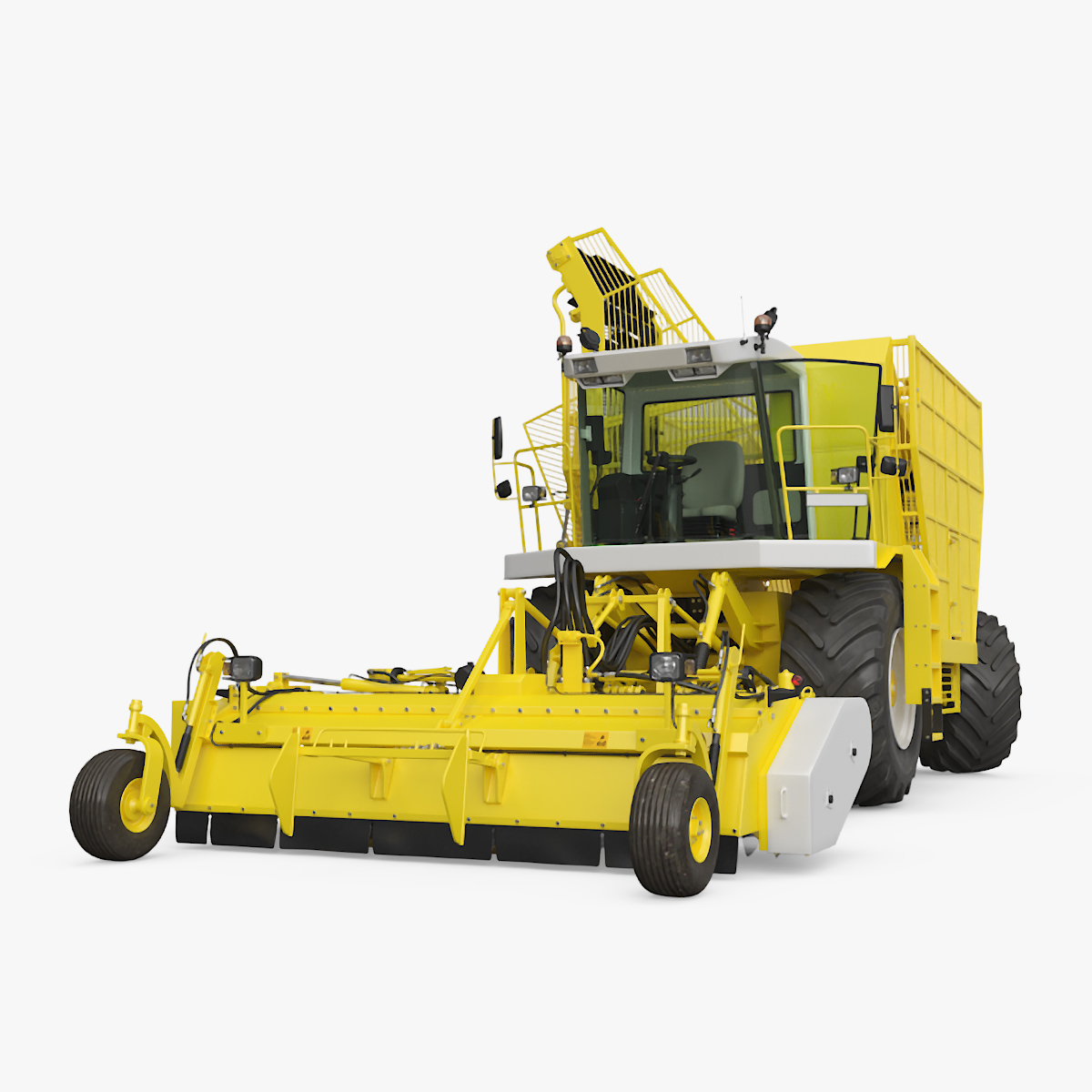 Agricultural Beet Harvester Machine Yellow Rigged 3D model
