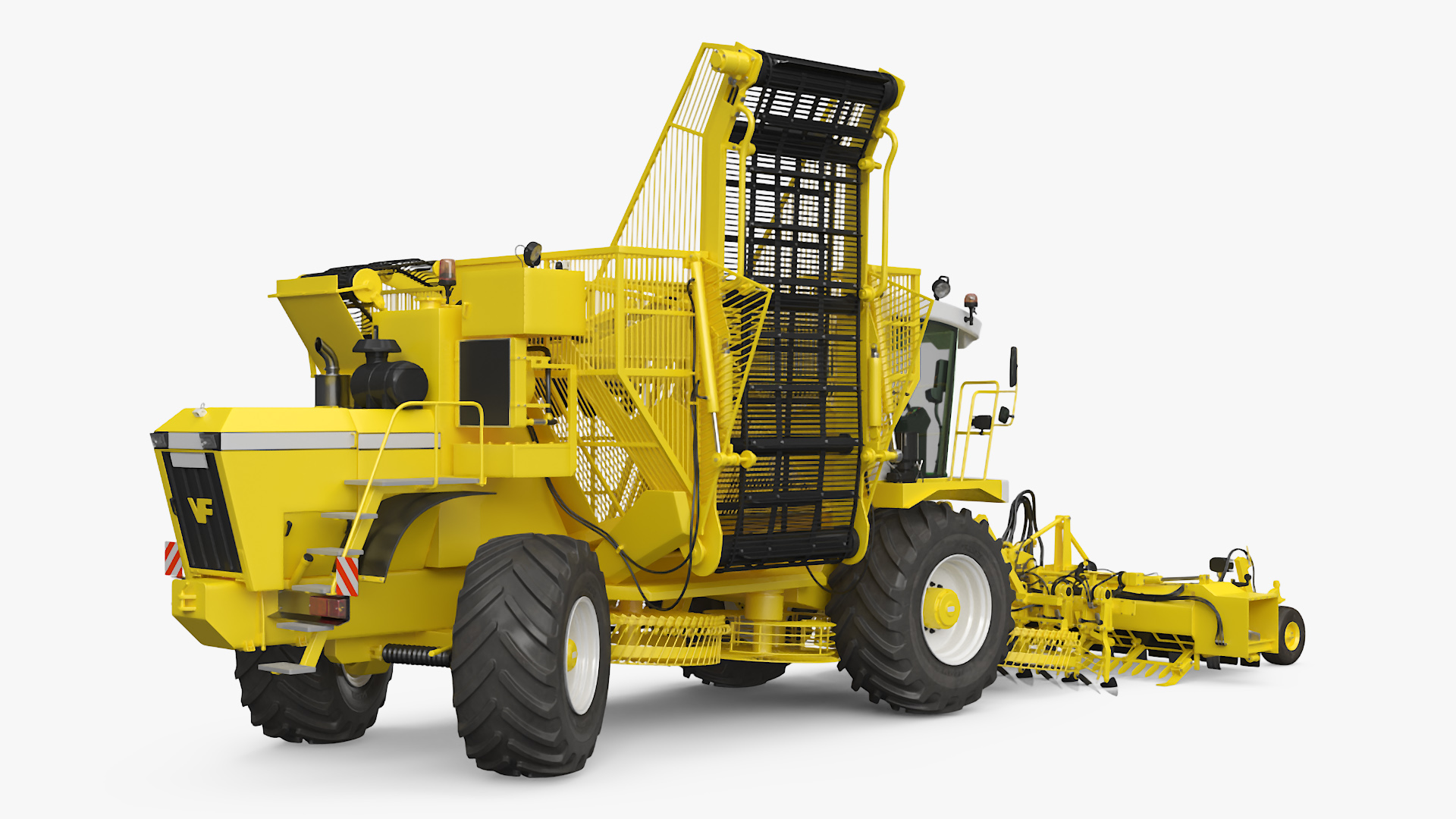 Agricultural Beet Harvester Machine Yellow Rigged 3D model
