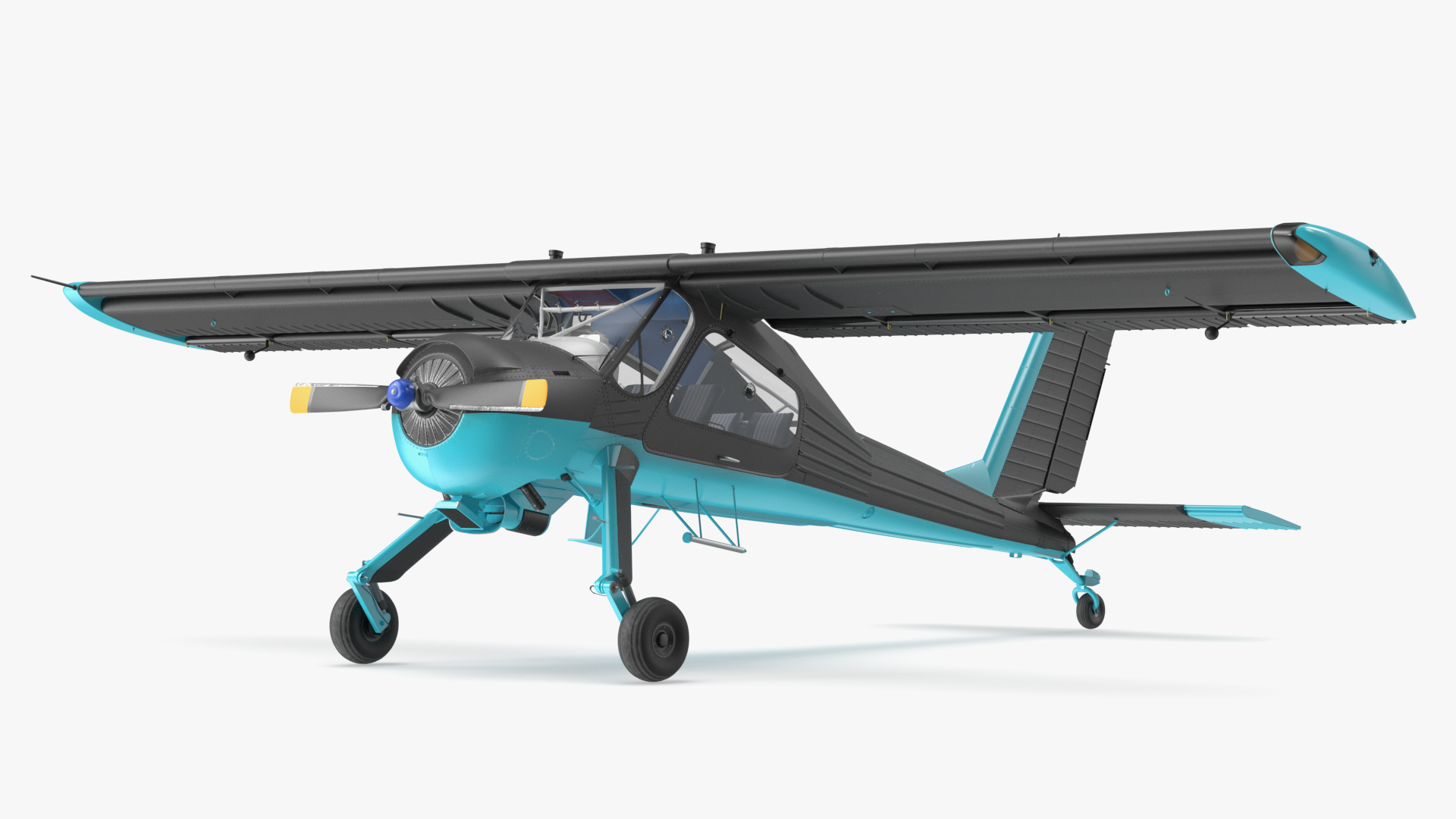 3D model American Light Aircraft Black Rigged for Cinema 4D