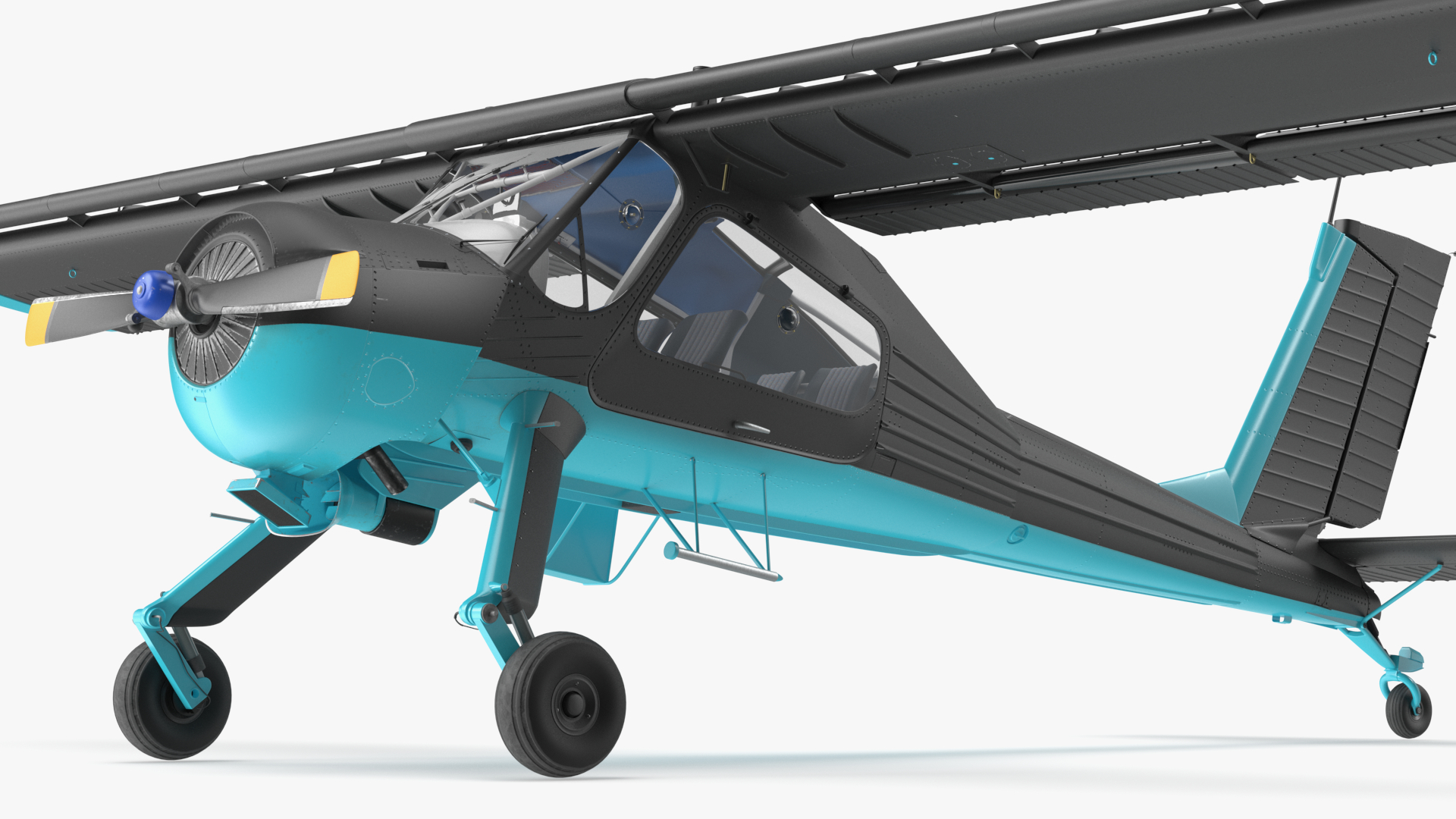 3D model American Light Aircraft Black Rigged for Cinema 4D