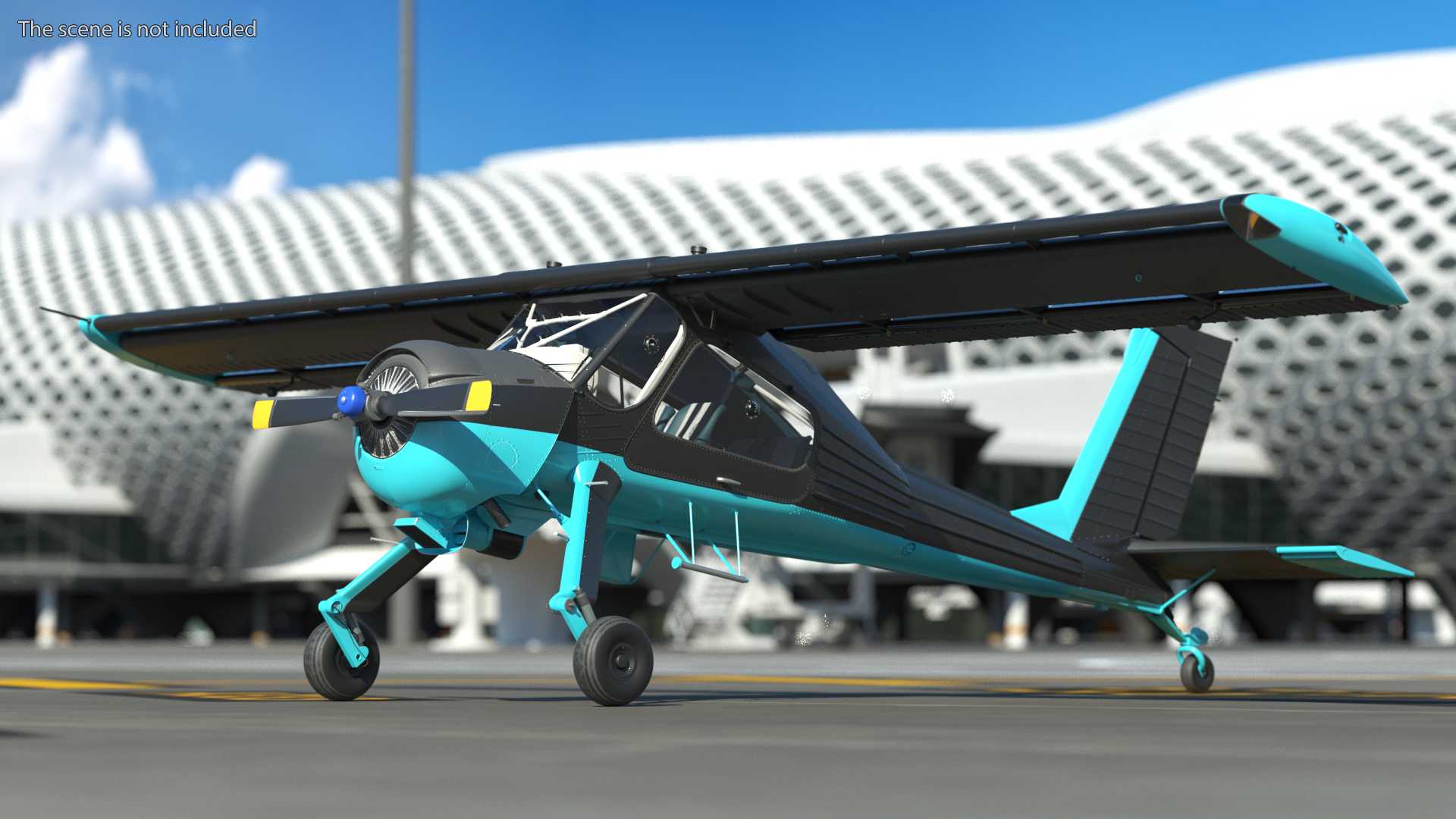 3D model American Light Aircraft Black Rigged for Cinema 4D