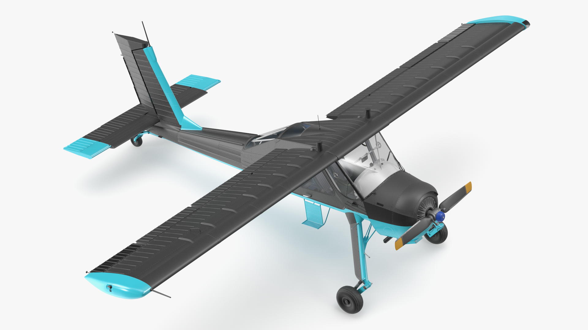 3D model American Light Aircraft Black Rigged for Cinema 4D