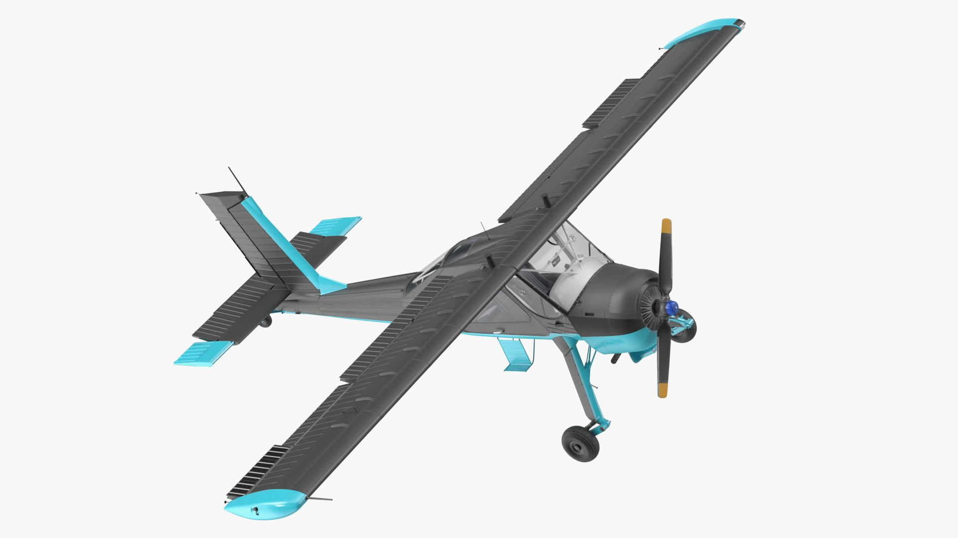 3D model American Light Aircraft Black Rigged for Cinema 4D