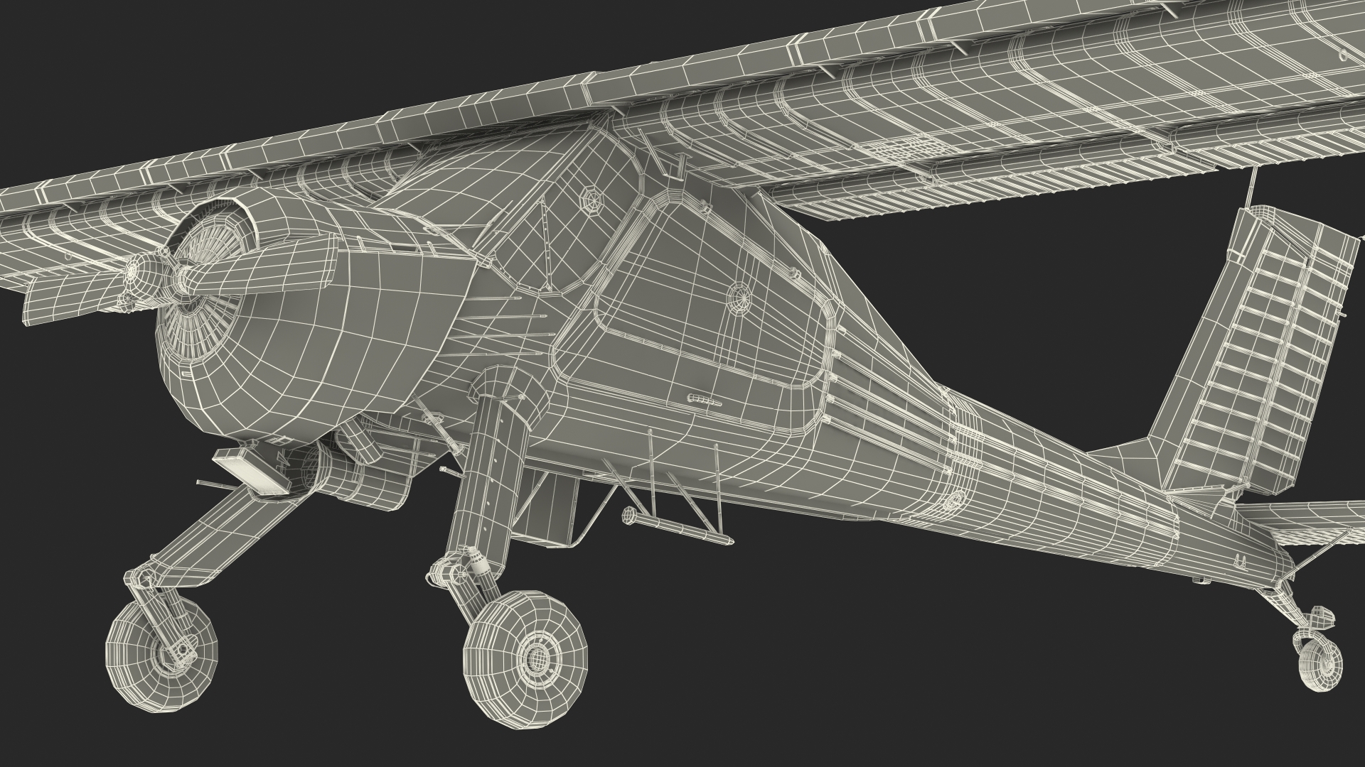 3D model American Light Aircraft Black Rigged for Cinema 4D