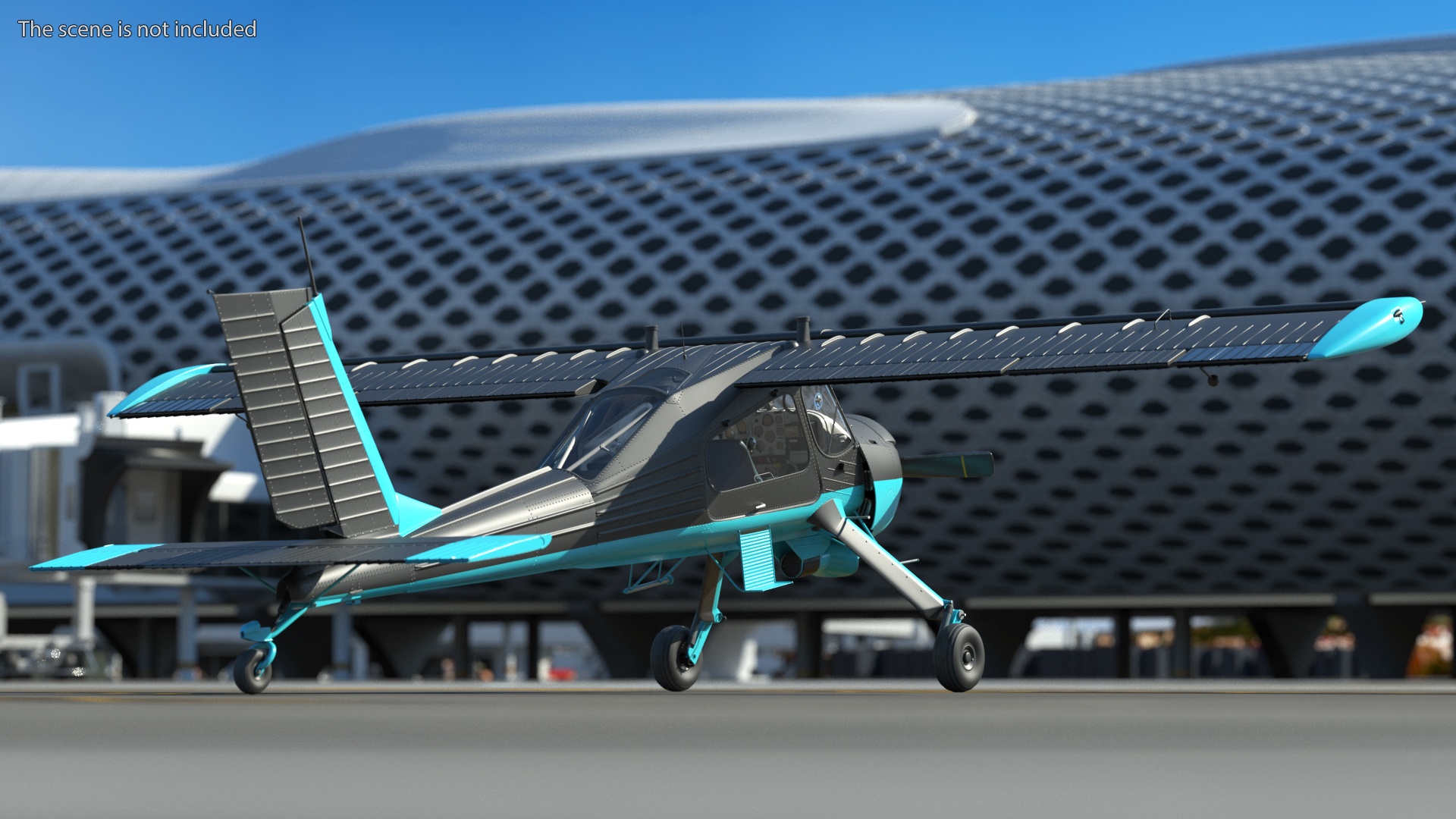 3D model American Light Aircraft Black Rigged for Cinema 4D