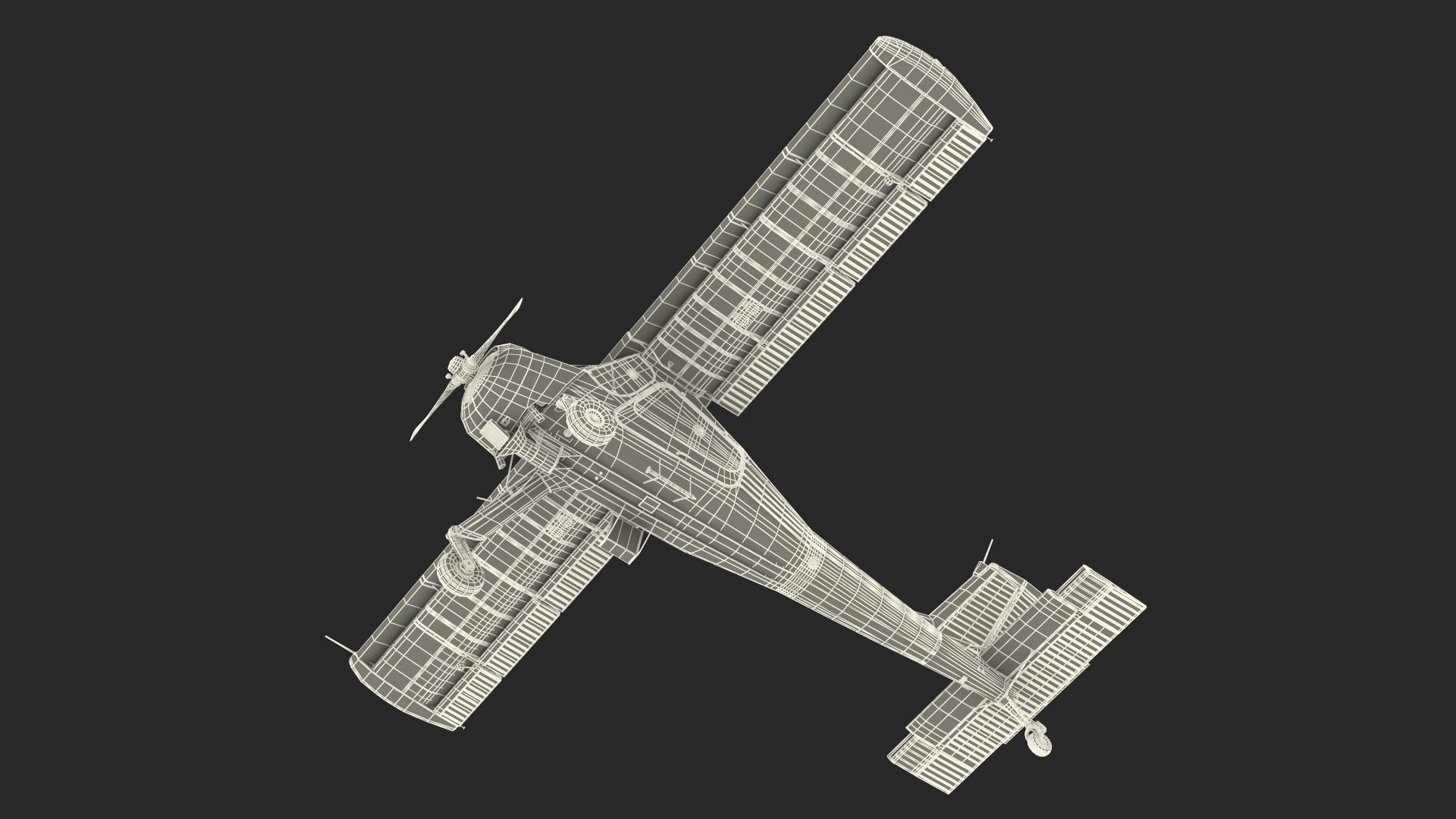 3D model American Light Aircraft Black Rigged for Cinema 4D