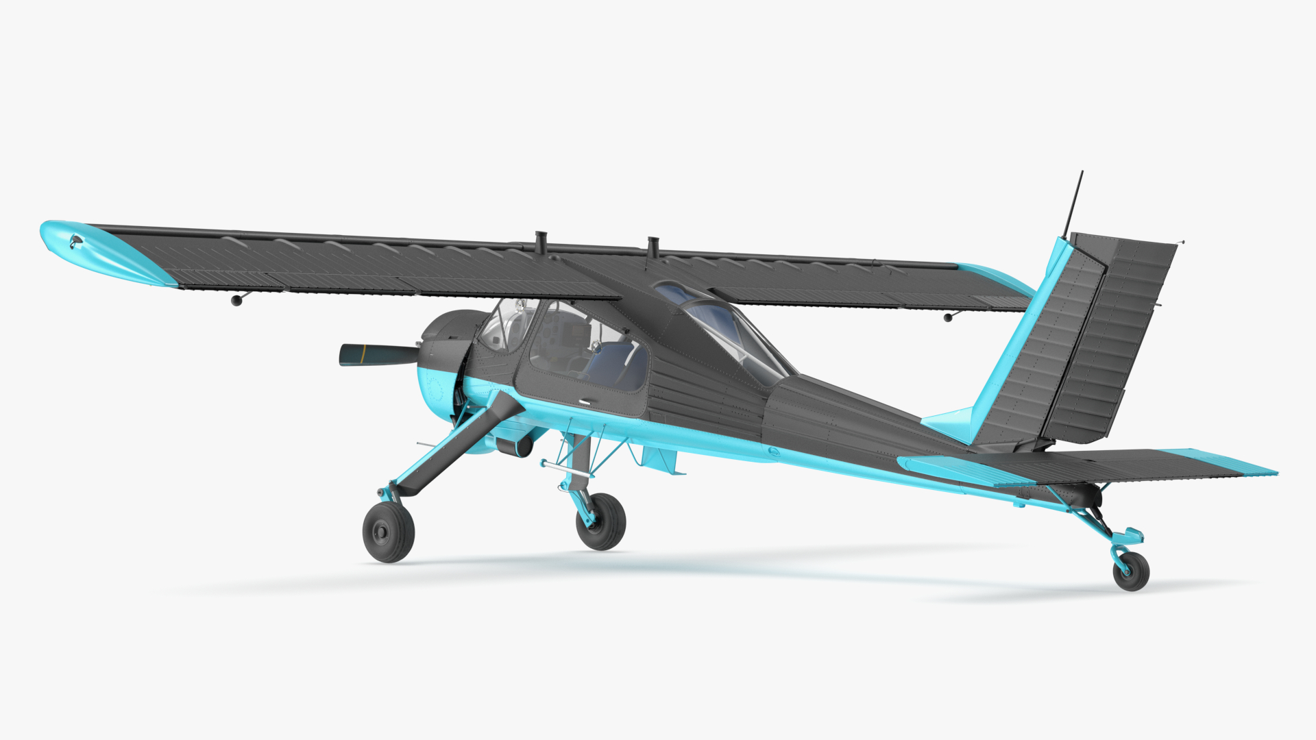 3D model American Light Aircraft Black Rigged for Cinema 4D