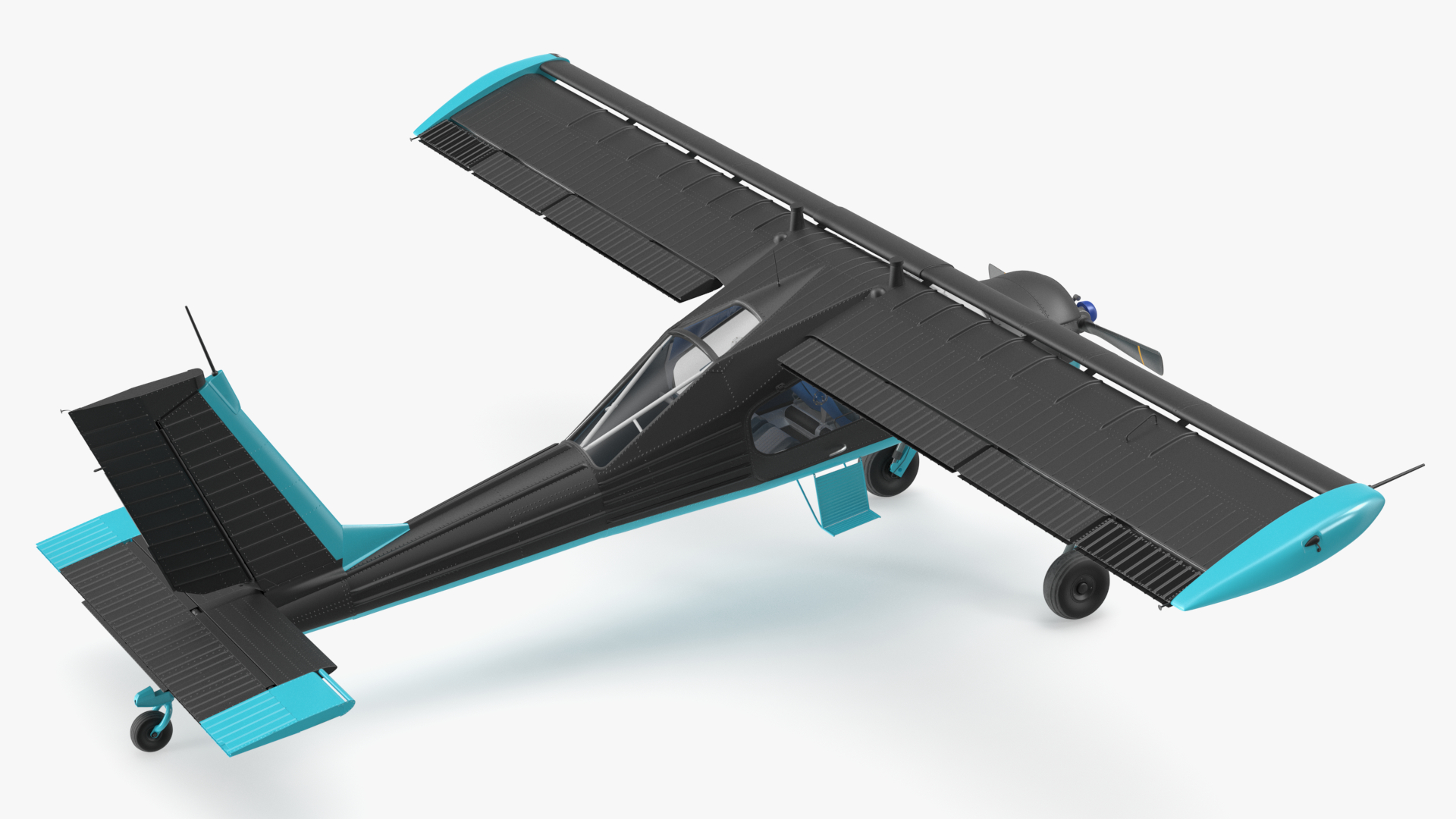 3D model American Light Aircraft Black Rigged for Cinema 4D
