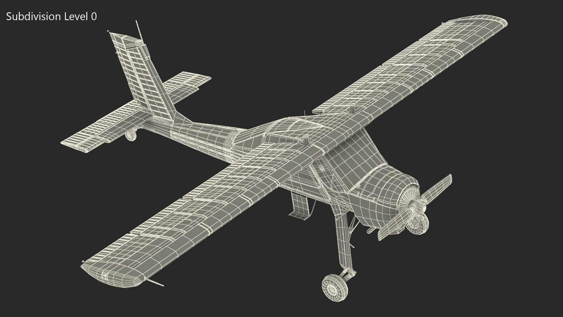 3D model American Light Aircraft Black Rigged for Cinema 4D