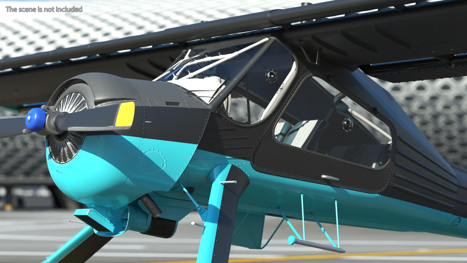 3D model American Light Aircraft Black Rigged for Cinema 4D