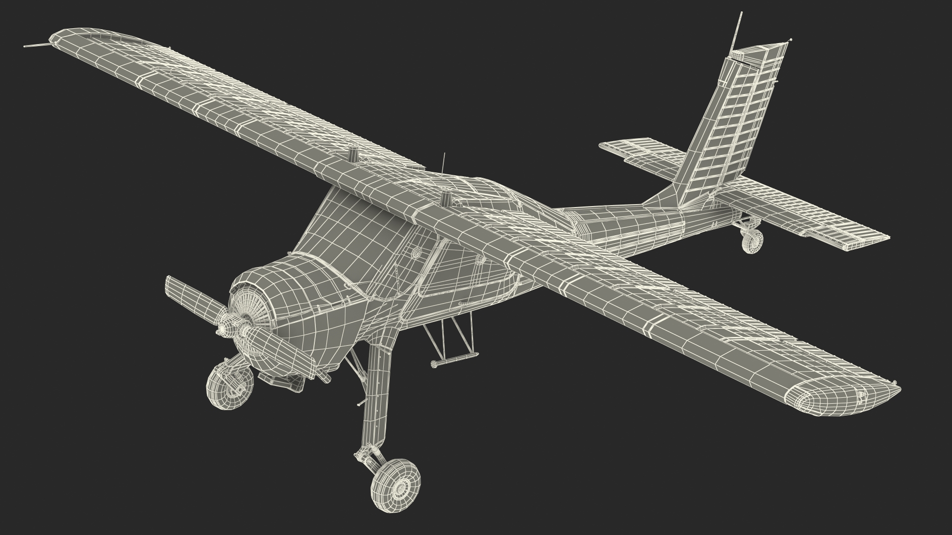 3D model American Light Aircraft Black Rigged for Cinema 4D