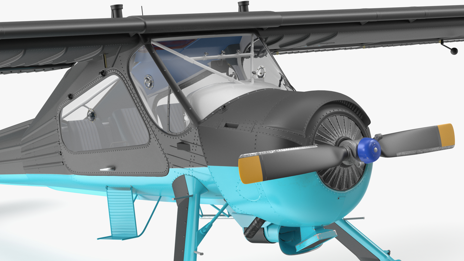 3D model American Light Aircraft Black Rigged for Cinema 4D
