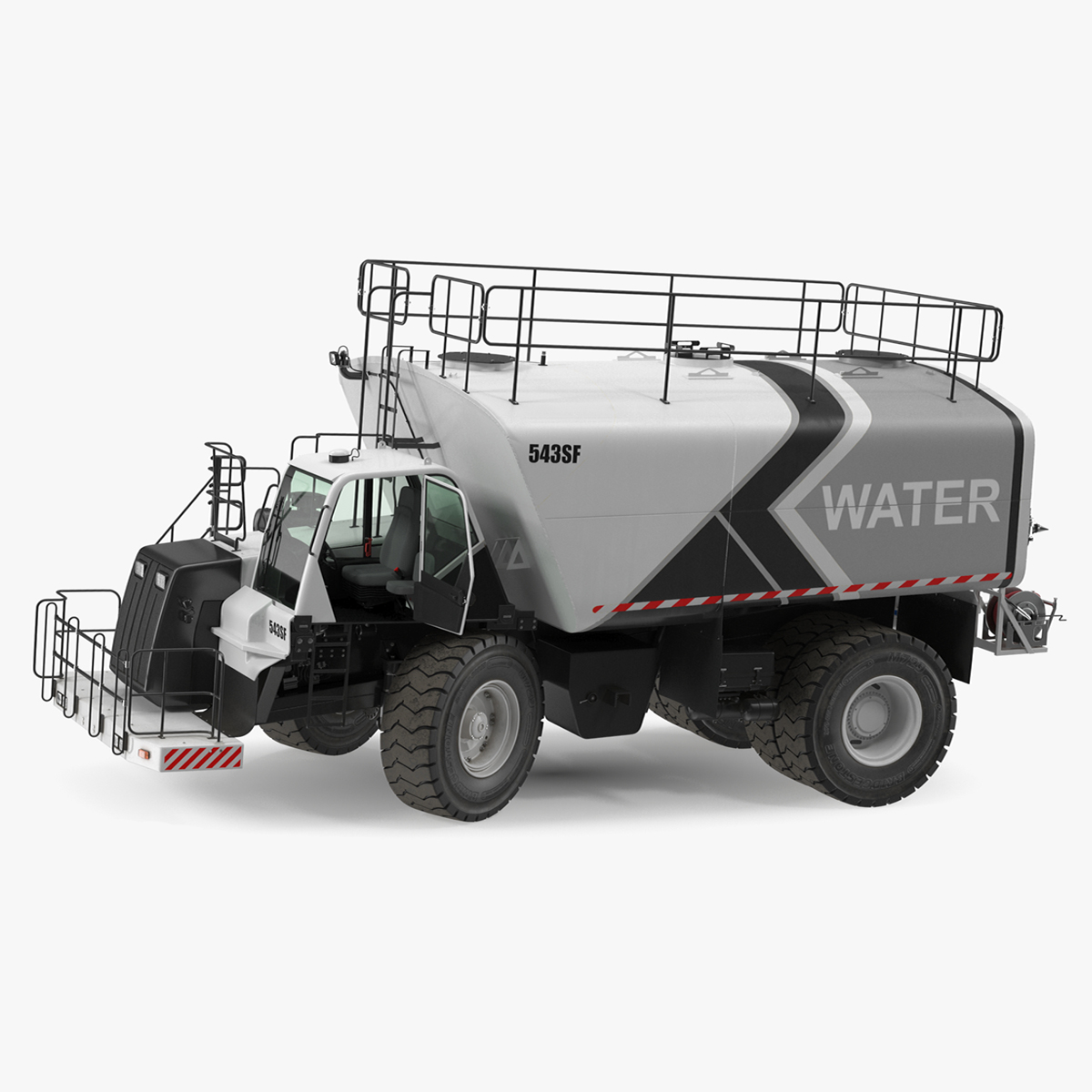 3D White Construction Truck with Grey Water Tank Rigged for Maya