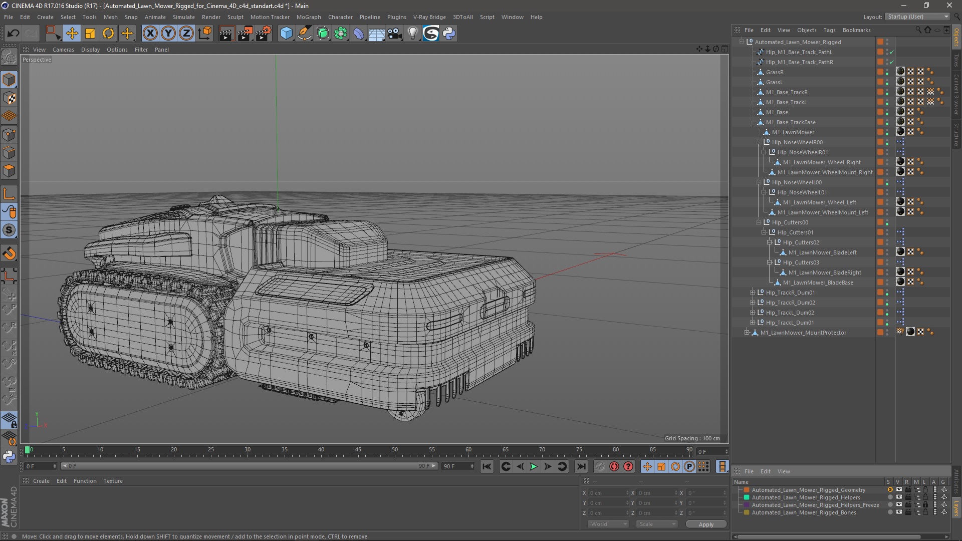 3D Automated Lawn Mower Rigged for Cinema 4D