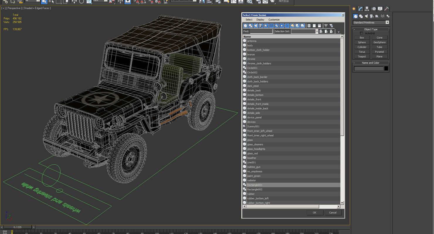 3D model Jeep Willys 1944 Convertible Rigged