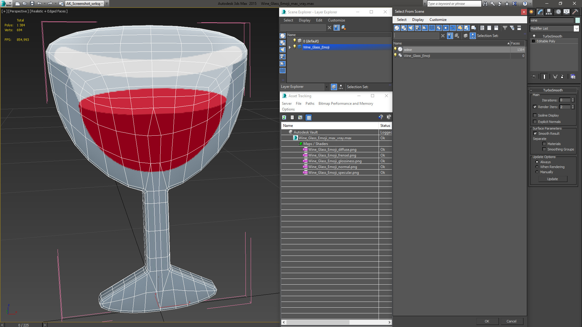3D Wine Glass Emoji