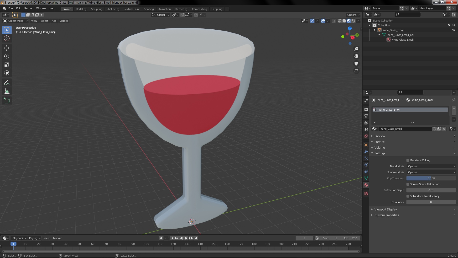 3D Wine Glass Emoji