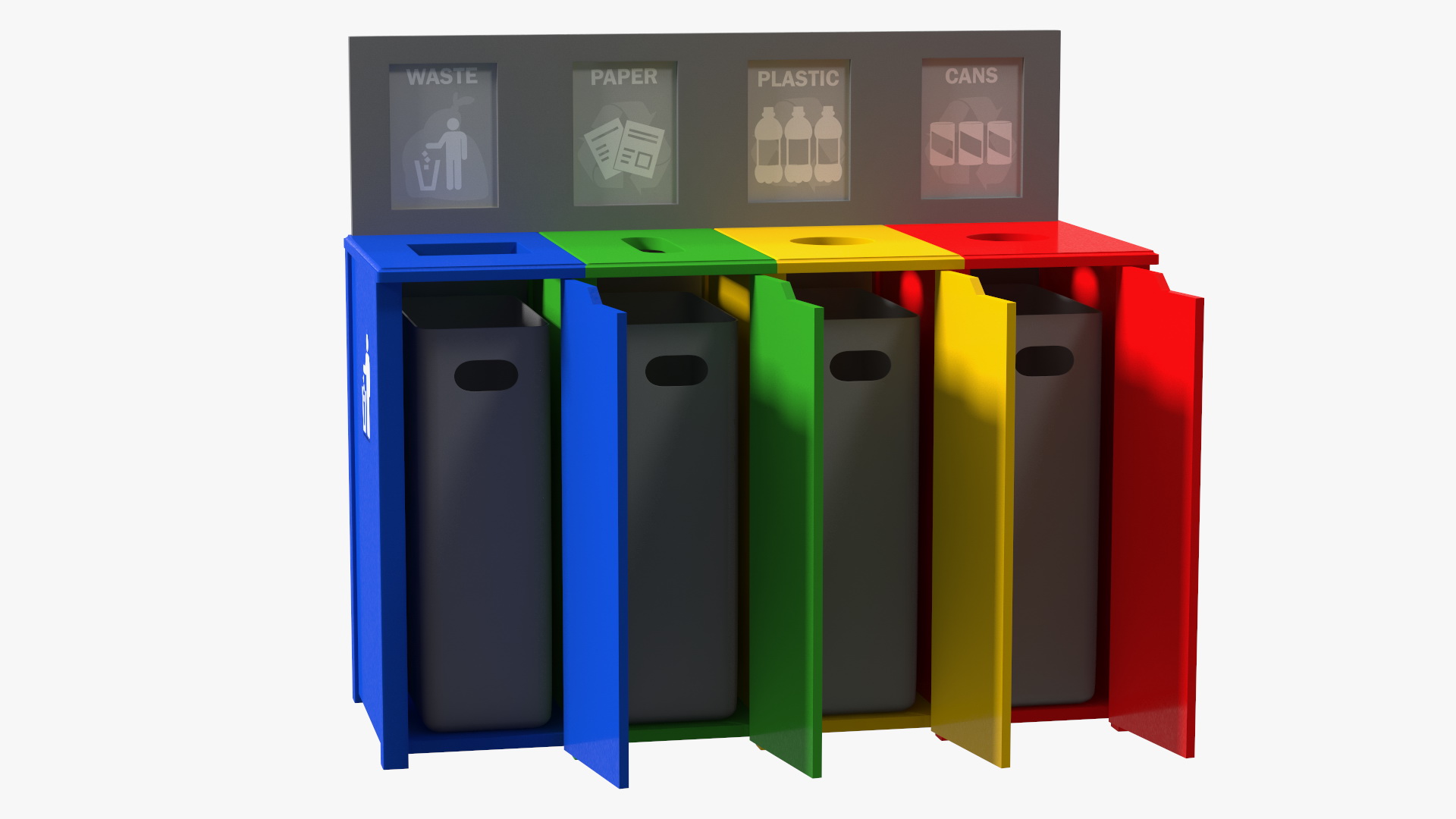 3D model Sort Recycling Bins Multicolor