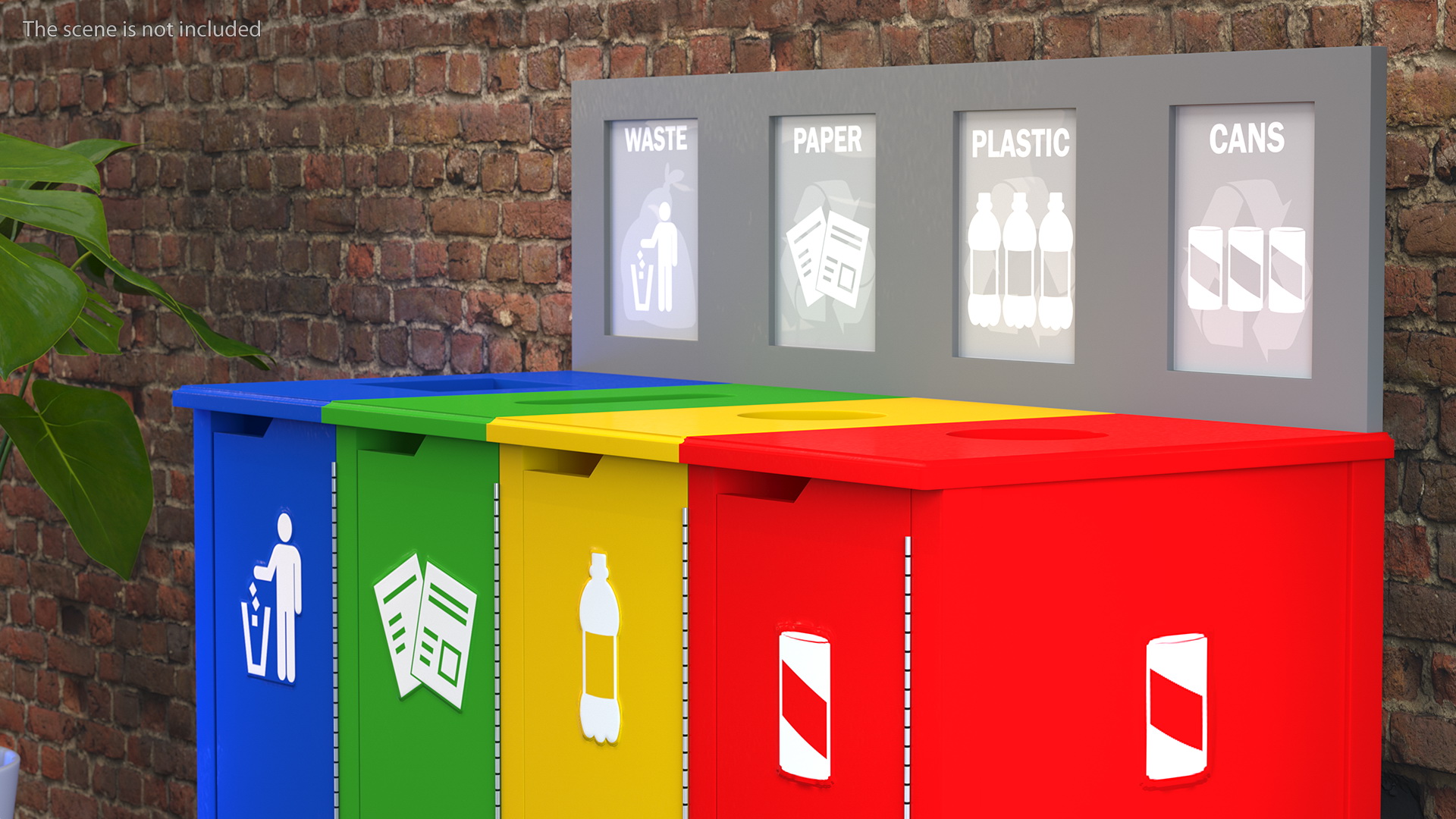 3D model Sort Recycling Bins Multicolor