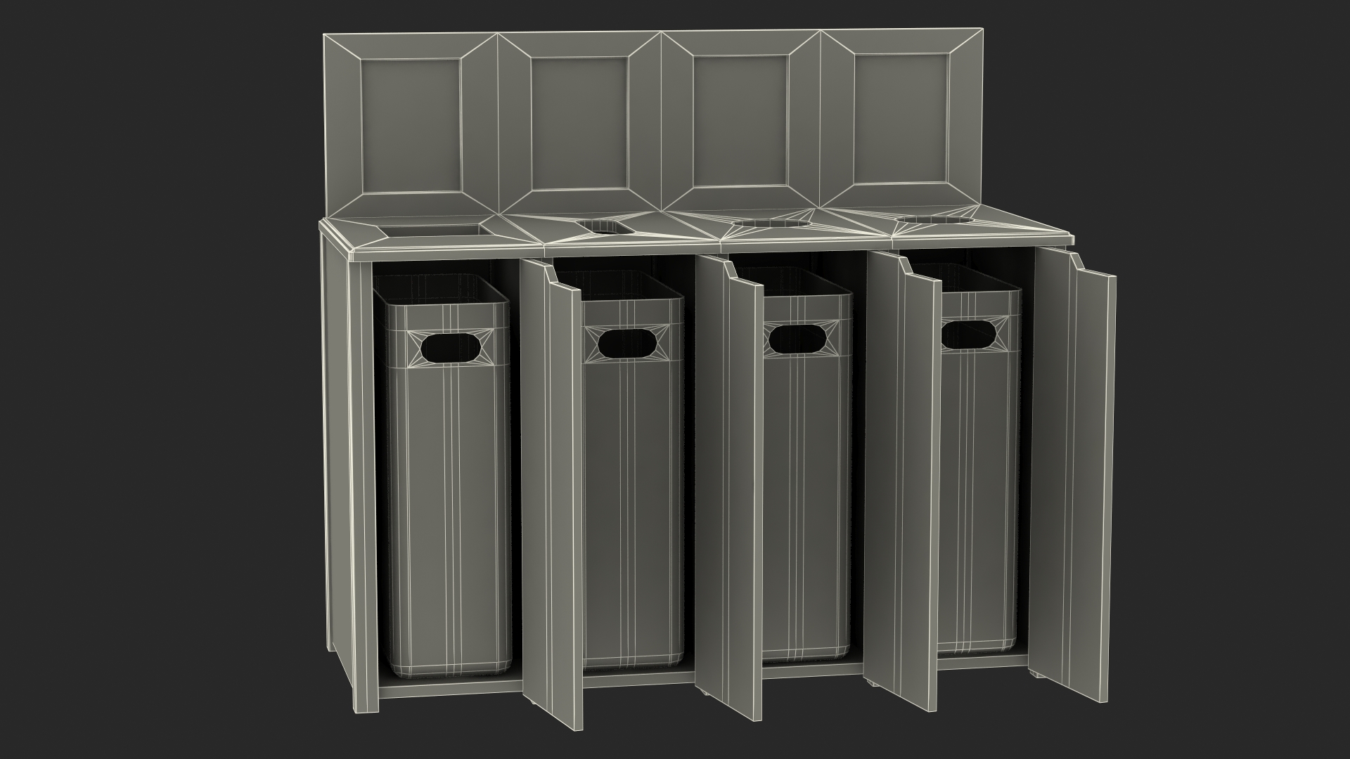 3D model Sort Recycling Bins Multicolor