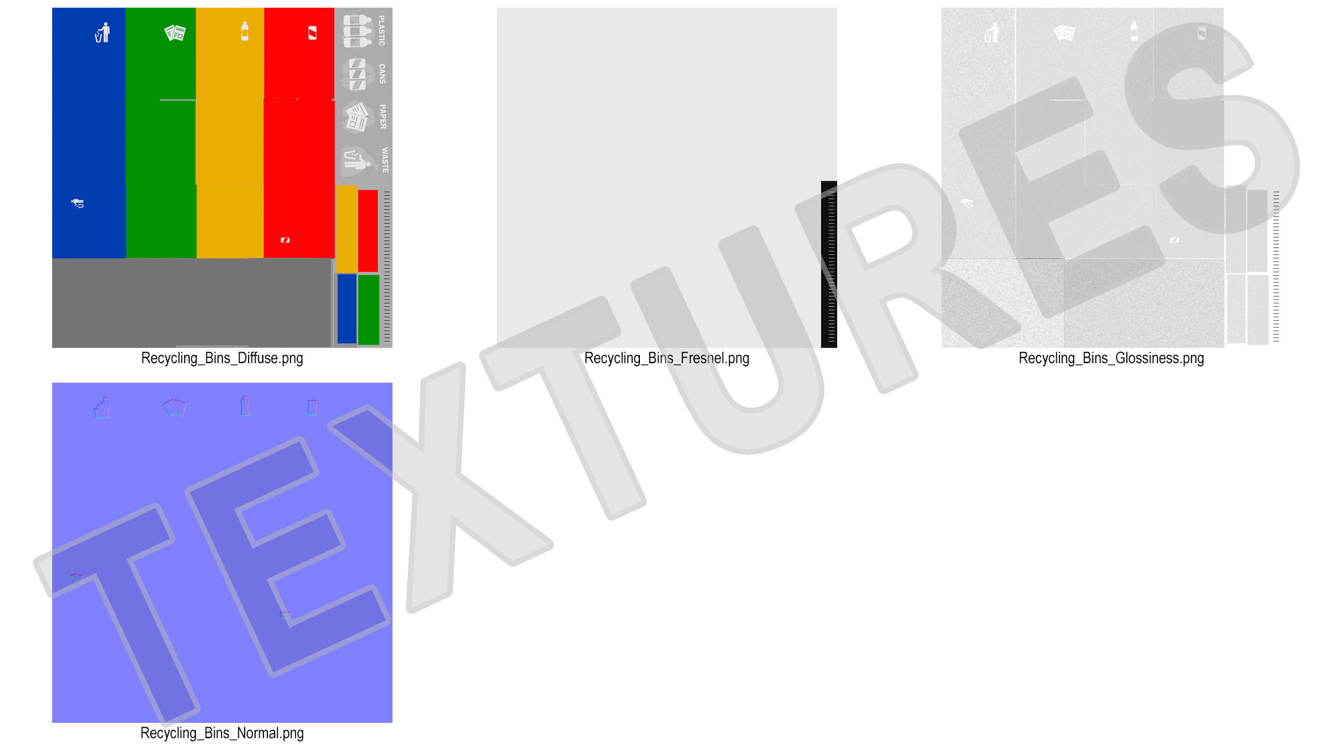 3D model Sort Recycling Bins Multicolor