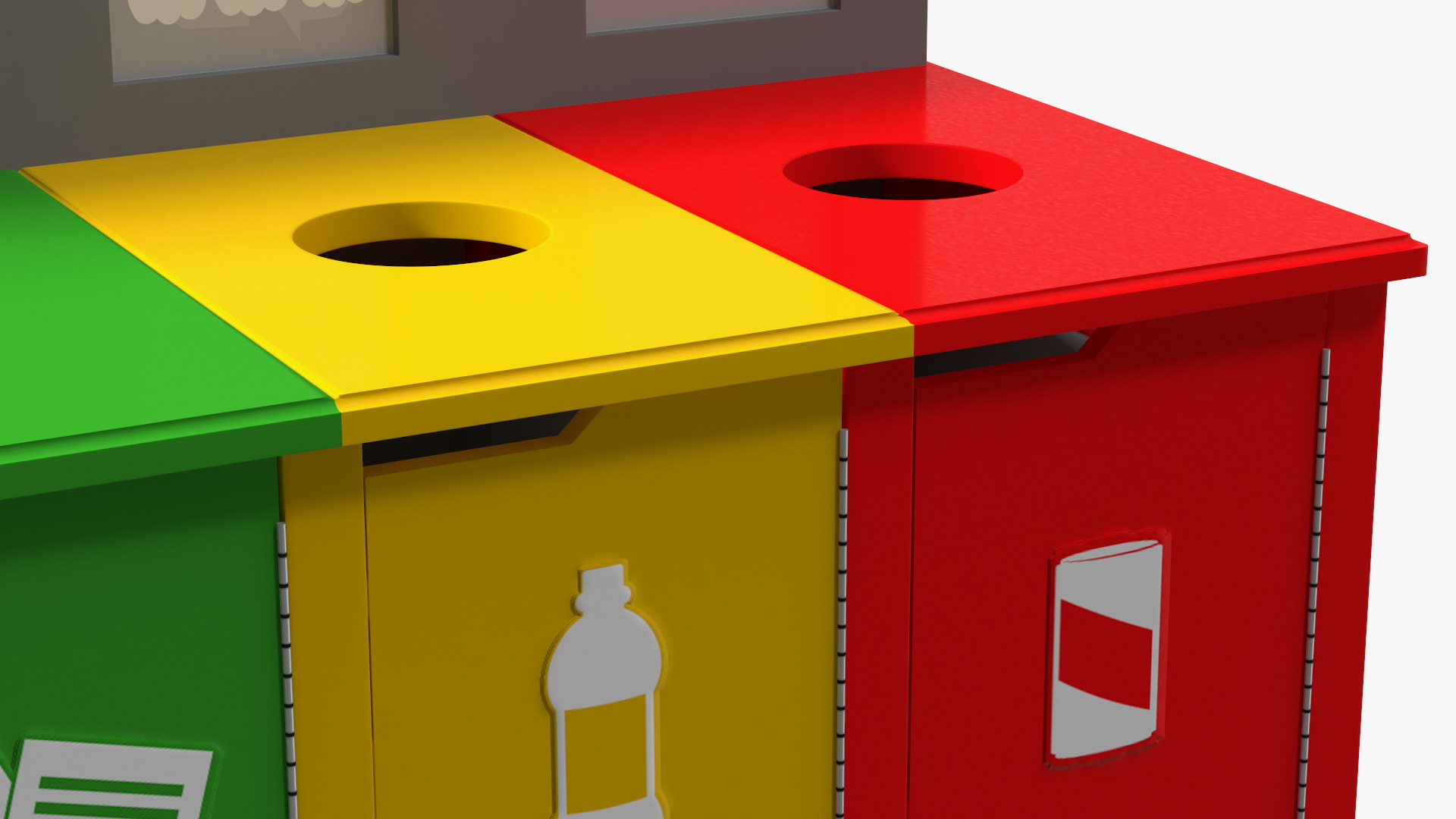 3D model Sort Recycling Bins Multicolor