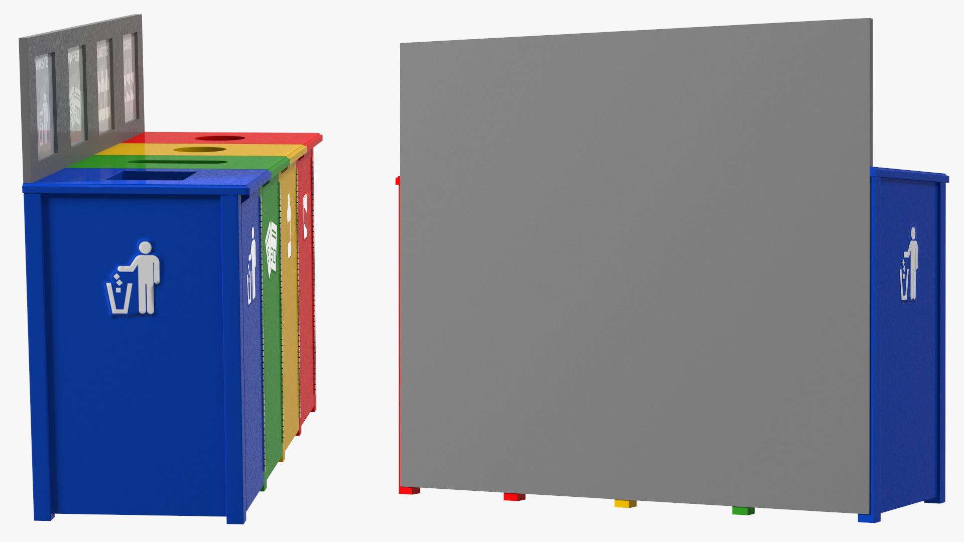 3D model Sort Recycling Bins Multicolor