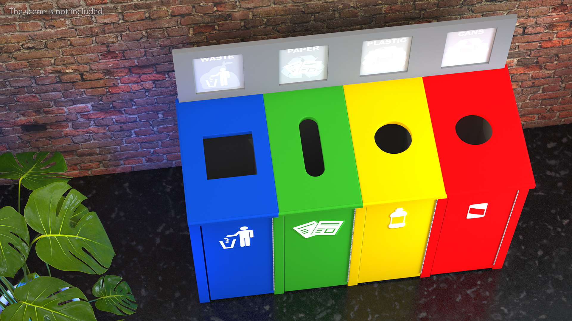 3D model Sort Recycling Bins Multicolor