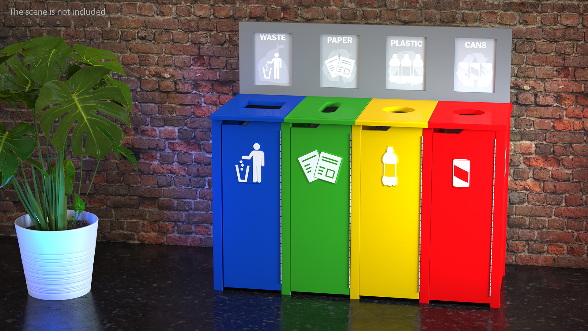 3D model Sort Recycling Bins Multicolor
