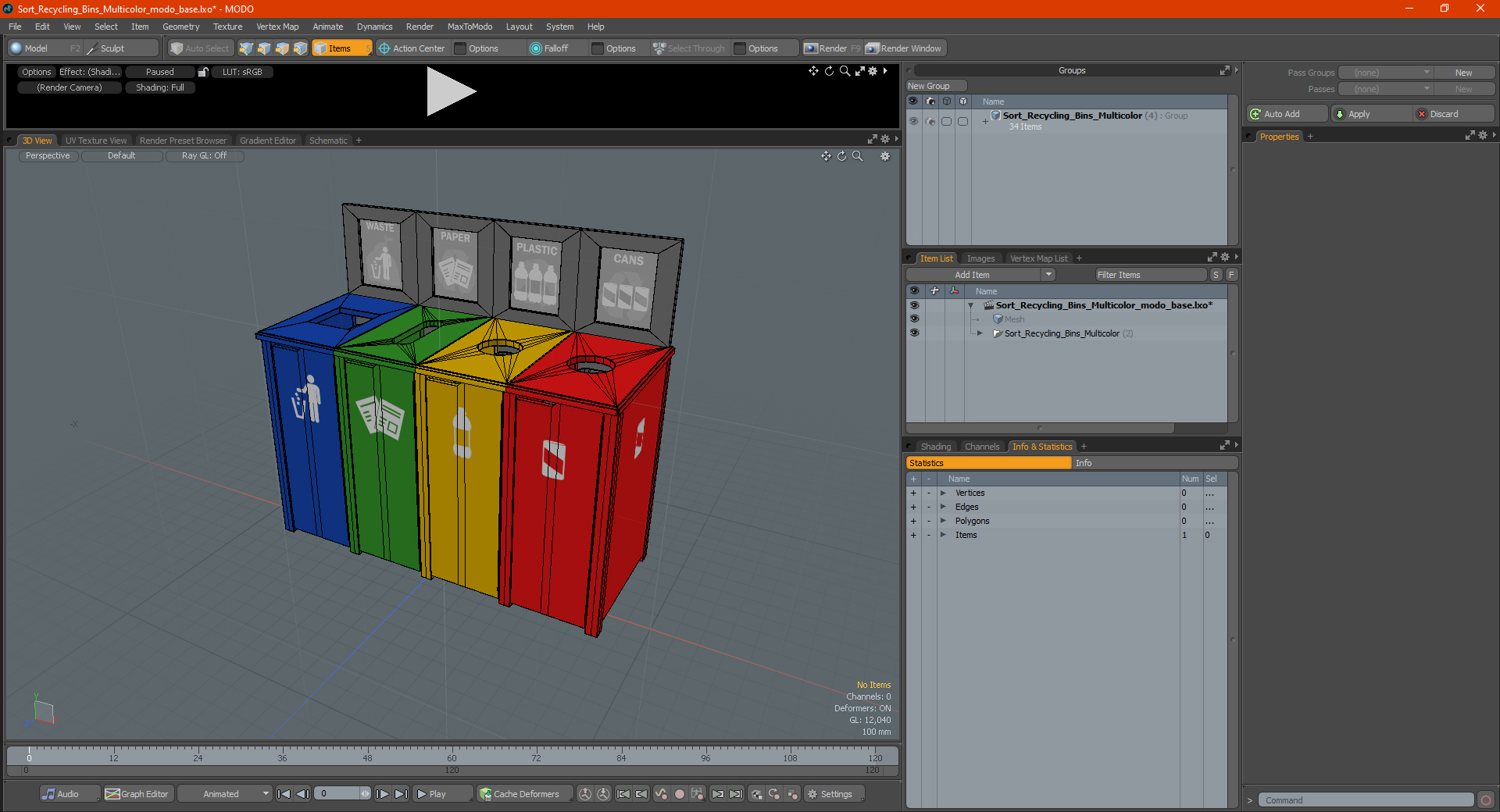 3D model Sort Recycling Bins Multicolor