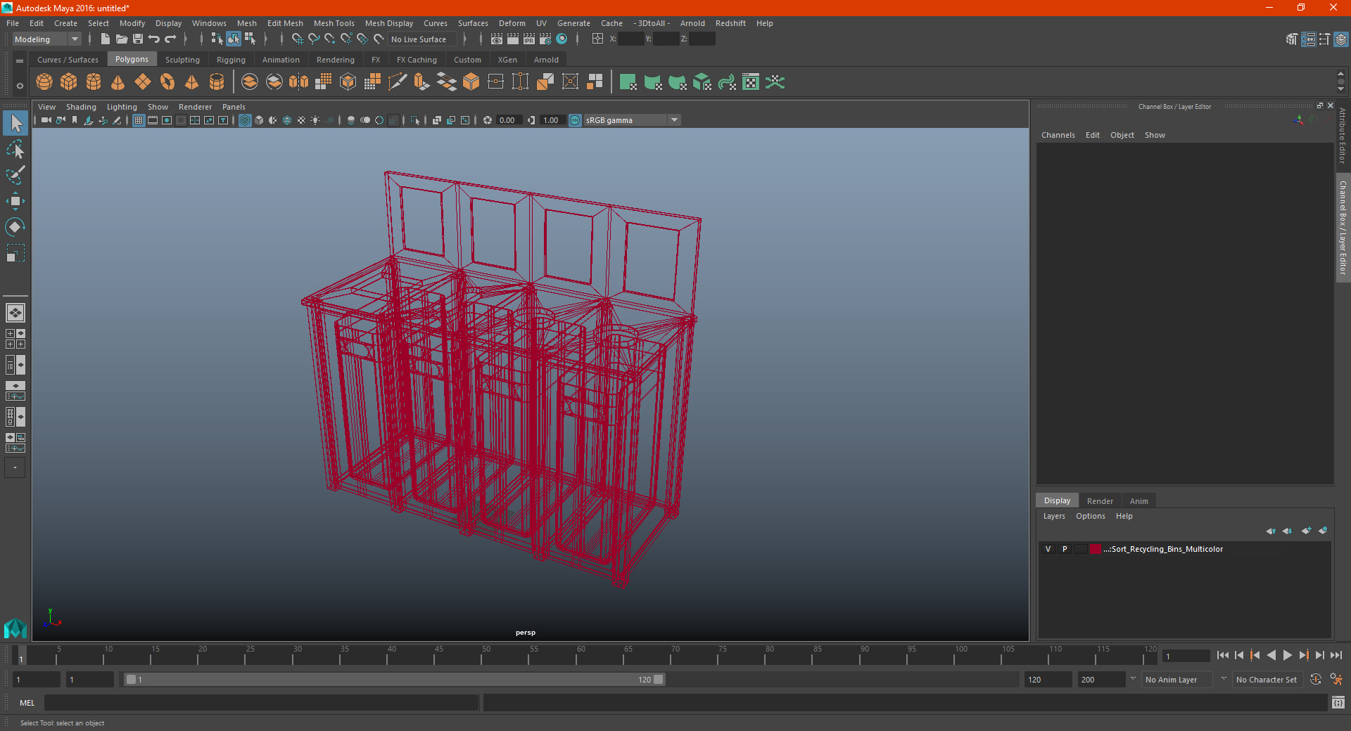 3D model Sort Recycling Bins Multicolor