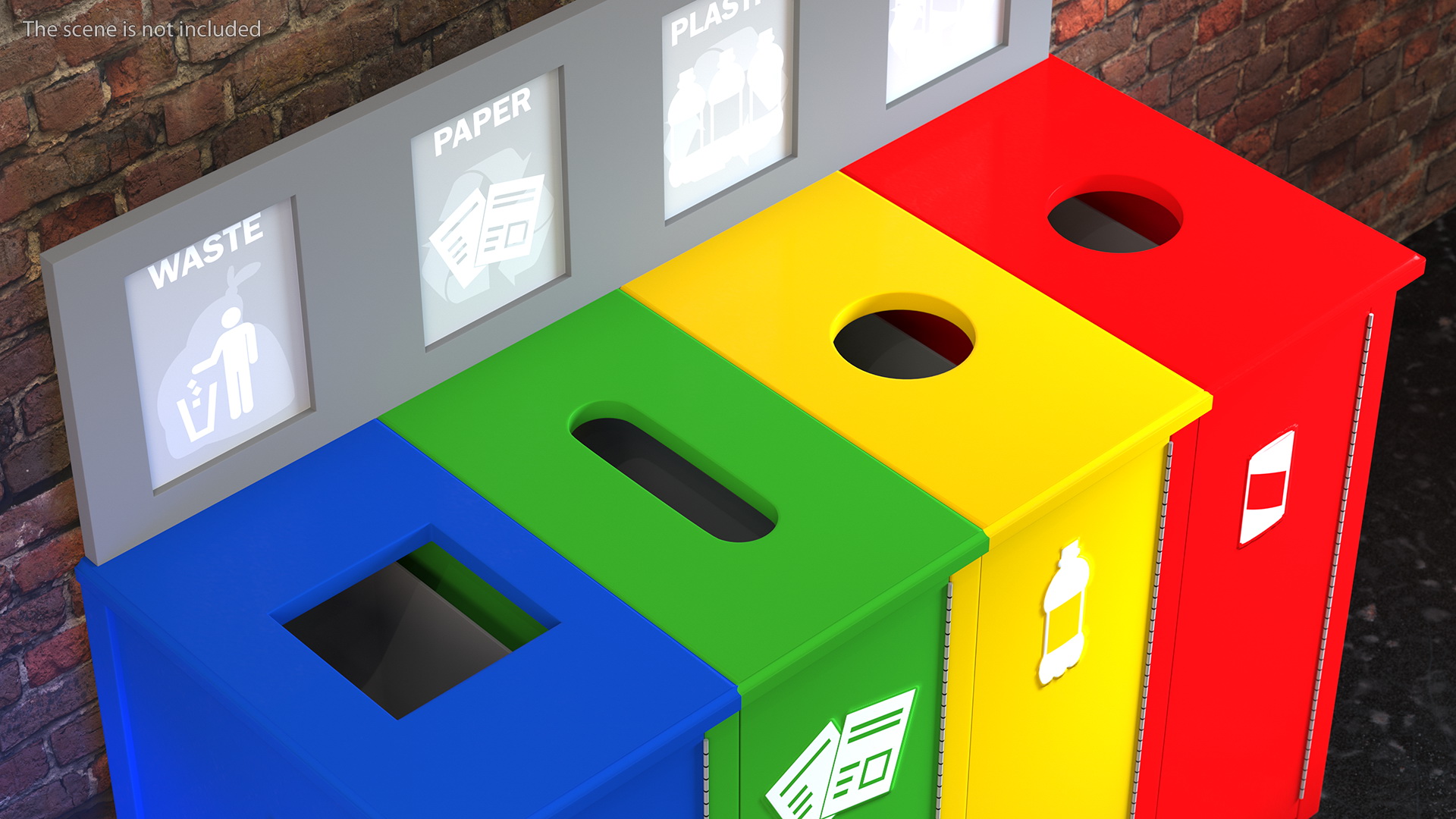 3D model Sort Recycling Bins Multicolor
