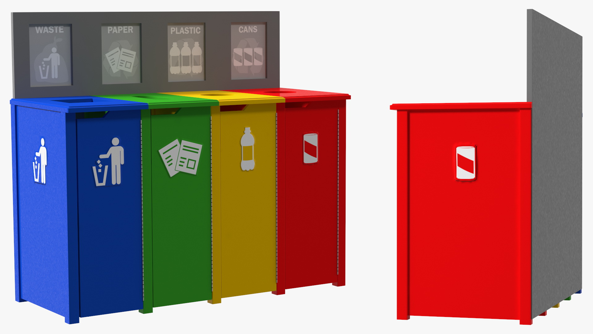 3D model Sort Recycling Bins Multicolor