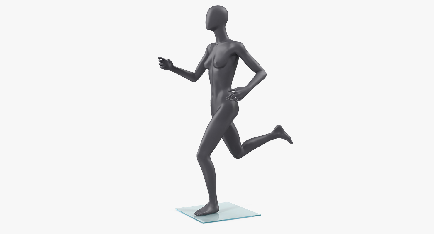 Female Mannequin Grey Running Pose 3D model