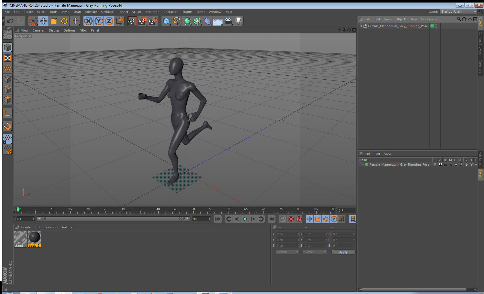 Female Mannequin Grey Running Pose 3D model