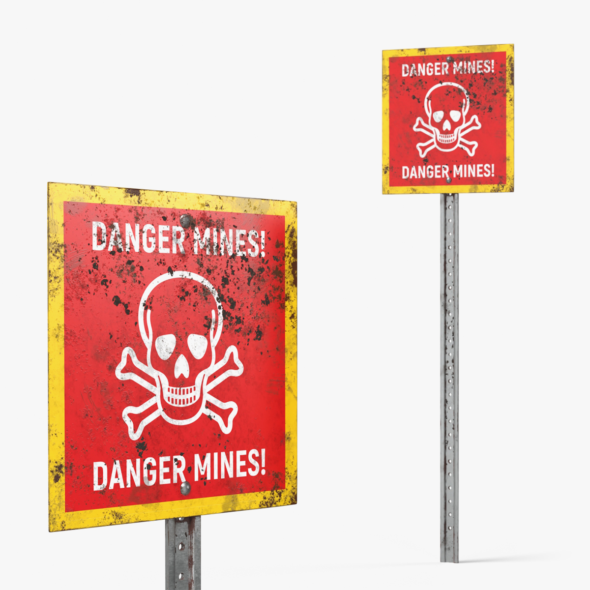 Danger Mines Warning Sign Old