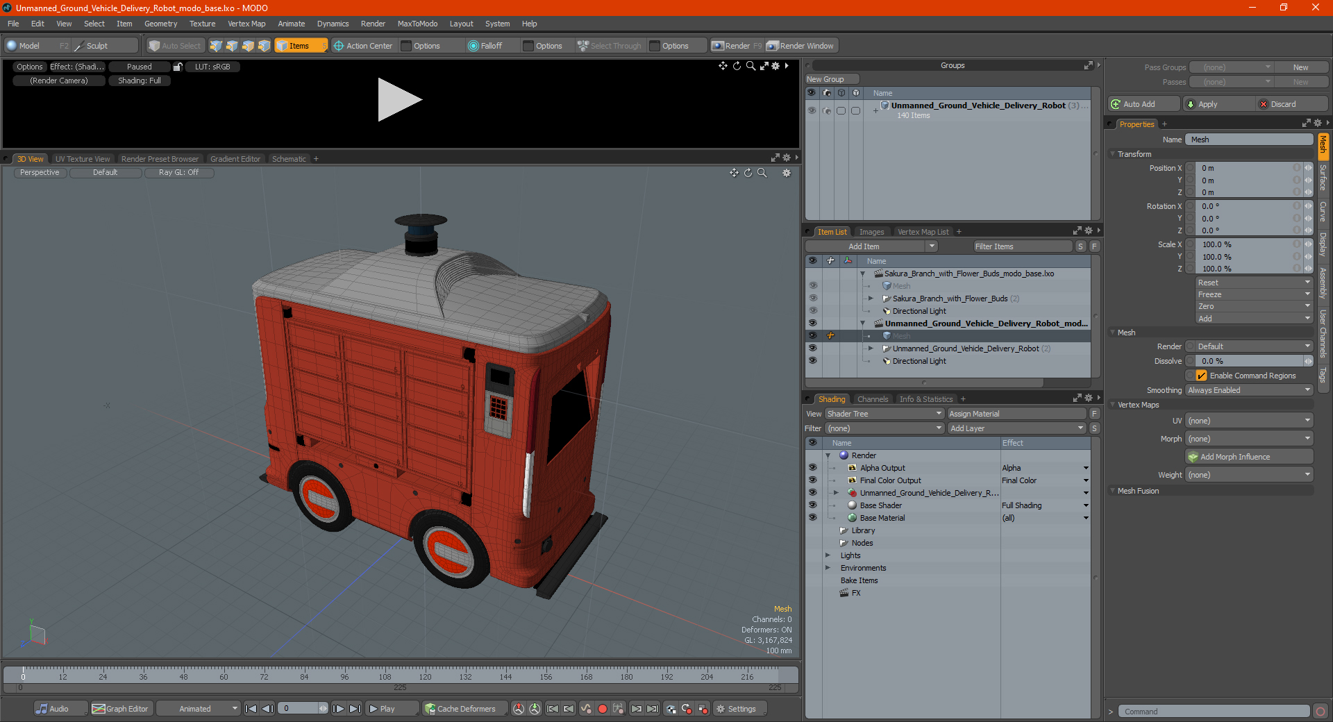 3D Unmanned Ground Vehicle Delivery Robot model