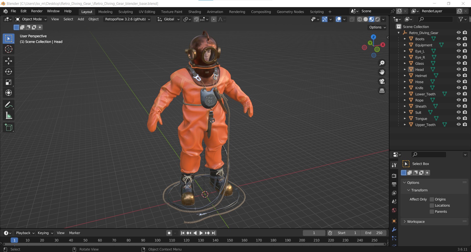 Retro Diving Gear 3D