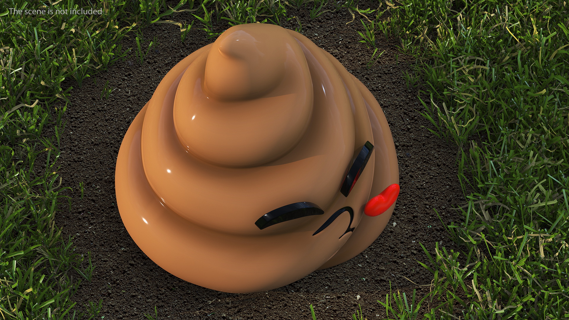 Kissing Face Poop Emoji Smile 3D model