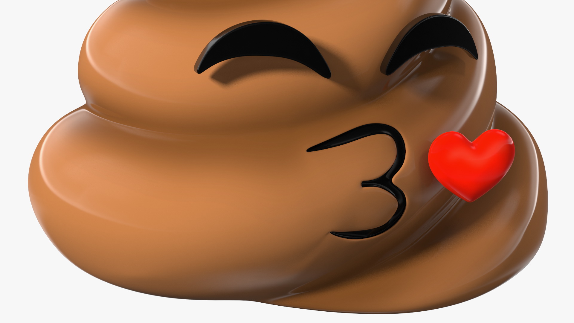 Kissing Face Poop Emoji Smile 3D model