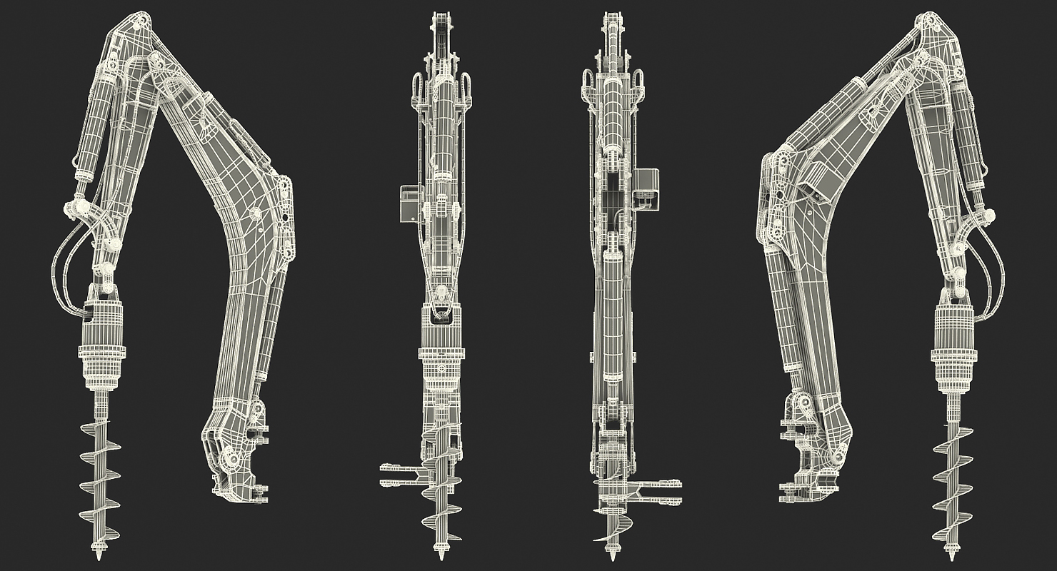 3D JCB Earth Drill X2500 Rigged model