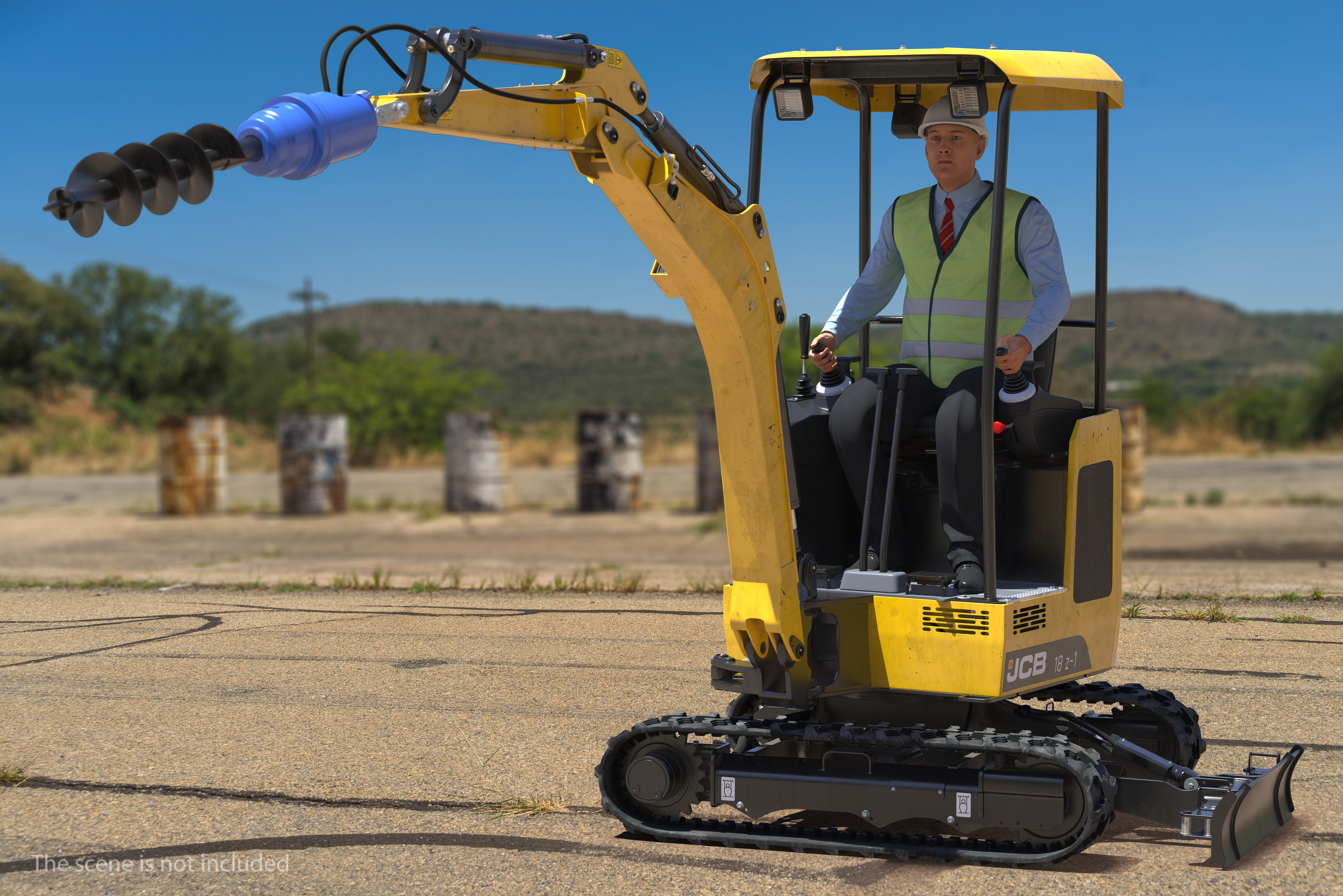 3D JCB Earth Drill X2500 Rigged model