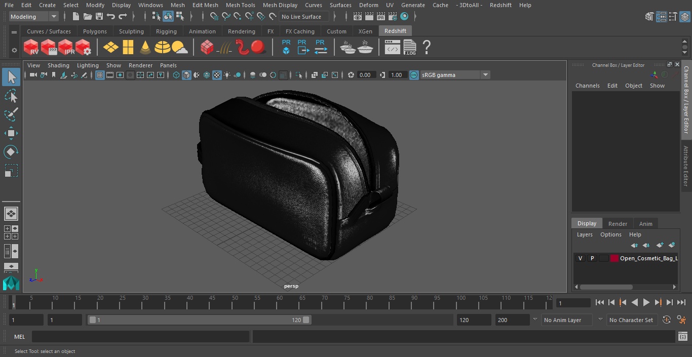 3D Open Cosmetic Bag Leather Black