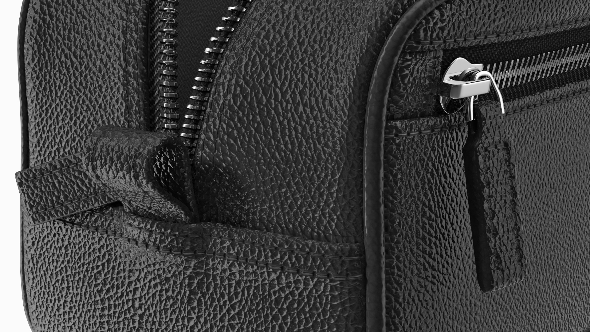 3D Open Cosmetic Bag Leather Black