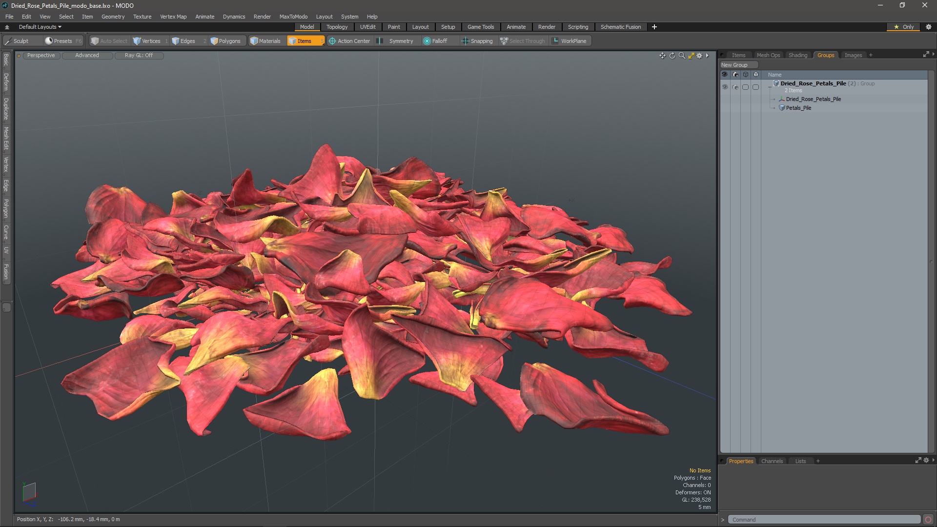 Dried Rose Petals Pile 3D