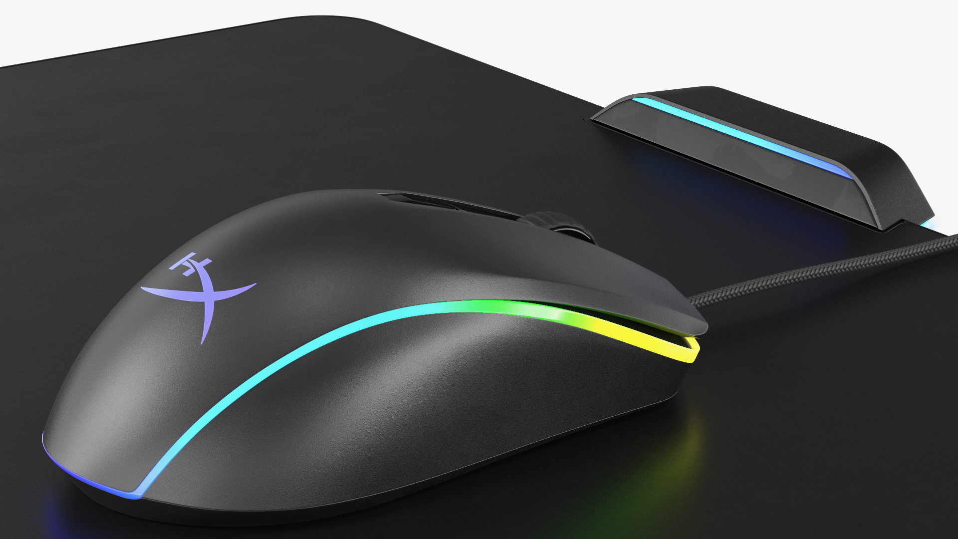 HyperX Pulsefire Surge Mouse with Mouse Pad Set switched On 3D model