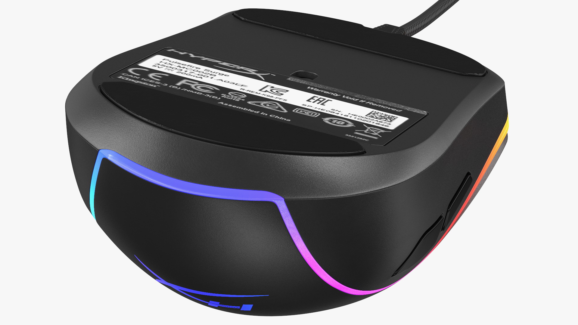 HyperX Pulsefire Surge Mouse with Mouse Pad Set switched On 3D model