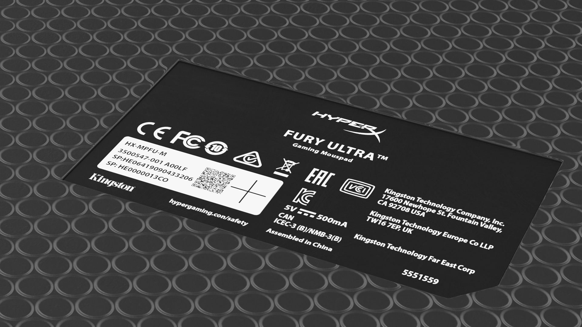 HyperX Pulsefire Surge Mouse with Mouse Pad Set switched On 3D model