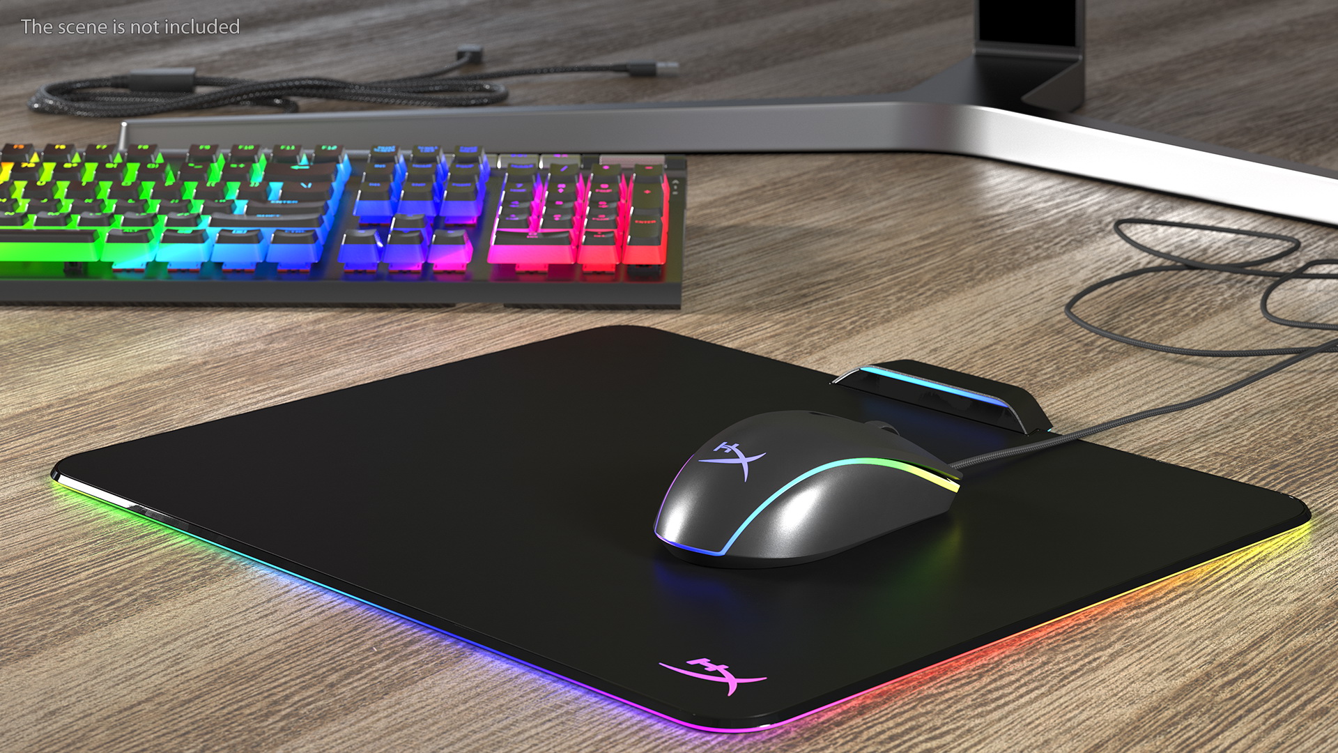 HyperX Pulsefire Surge Mouse with Mouse Pad Set switched On 3D model
